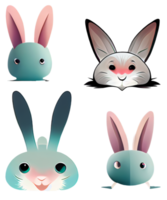 Satz von Cartoon-Kaninchen-Häschen-Symbolen Element Ostern Halloween Neujahr Hase digitale Illustration transparenten Hintergrund png