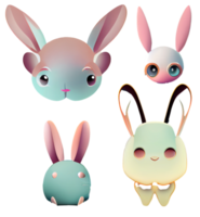 set of cartoon rabbits bunny icons element easter halloween new year bunny digital illustration transparent background png