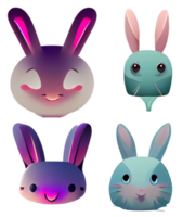 set of cartoon rabbits bunny icons element easter halloween new year bunny digital illustration transparent background png