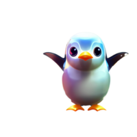 Cute penguin icon flat on white background symbol digital 3d illustration png