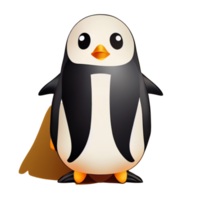 Cute penguin icon flat on white background symbol digital 3d illustration png