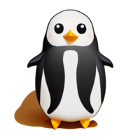 mignon, pingouin, icône, plat, blanc, fond, symbole, numérique, 3d, illustration png