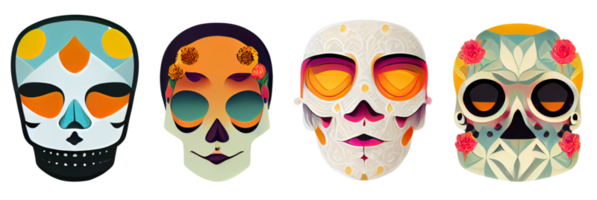 hispanische Erbe Sugar Skull Ringelblume festliche dia de los muertos digitale 3D-Darstellung weißer Hintergrund png