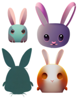 set of cartoon rabbits bunny icons element easter halloween new year bunny digital illustration transparent background png