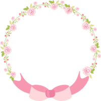 cute pastel green pink valentine roses flat style wreath frame png