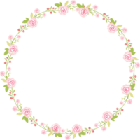 cute pastel green pink valentine roses flat style wreath frame png