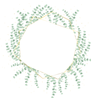 Silberdollar-Eukalyptusblattkranz mit luxuriösem goldenem Rahmen und Glitzer png