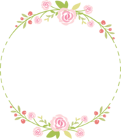 cute pastel green pink valentine roses flat style wreath frame png