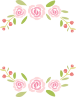 süßer pastellgrüner rosa valentinsgrußrosen flacher kranzrahmen png