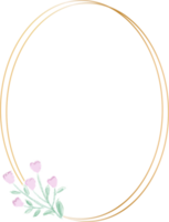 meetkundig gouden kader met decoratief waterverf bloem png