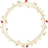 collection minimale de cadres de couronnes de pissenlit doré pour la saint valentin de noël ou le mariage png