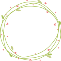 cute pastel green pink valentine roses flat style wreath frame png