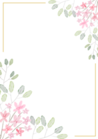 aquarell botanische handzeichnungsblätter mit winziger rosa blume png