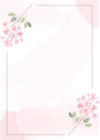 pink needle flower wreath with frame on pink watercolor splash png