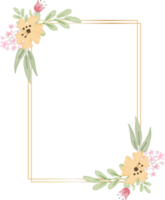 geometric golden frame with decorative yellow watercolor flower png