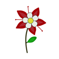 Red flower with white petal, pink background png