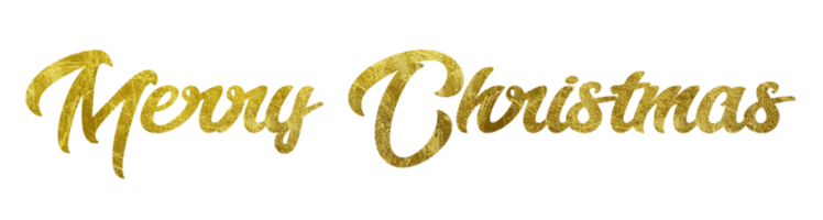 Golden Text Merry Christmas cut out png