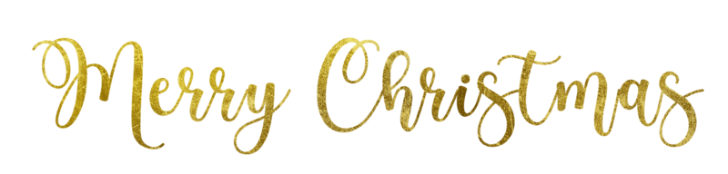 Golden Text Merry Christmas cut out png