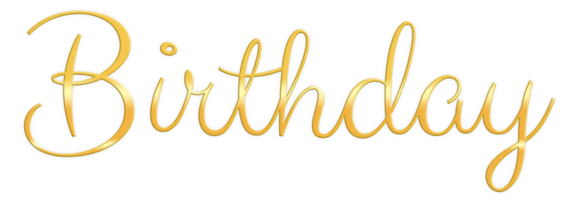 Golden Text Lettering Birthday cut out png