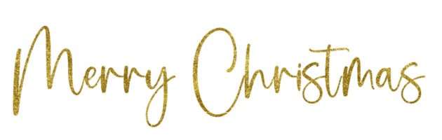 Golden Text Merry Christmas cut out png