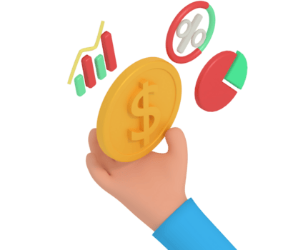 Abbildung 3d der Hand, die Dollarmünze hält png