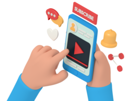 3d illustration of watching streaming video on phone png