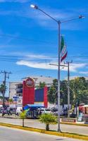 Playa del Carmen Quintana Roo Mexico 2022 Typical street road and cityscape of Playa del Carmen Mexico. photo