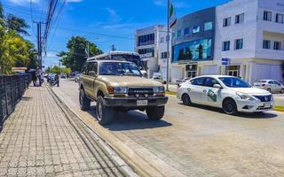 Playa del Carmen Quintana Roo Mexico 2022 Typical street road and cityscape of Playa del Carmen Mexico. photo