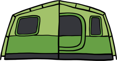 camping tält kontur doodle ritning på vit bakgrund. png