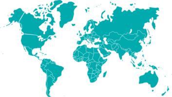 mundo mapa verde color. mundo mapa modelo con continentes, norte y sur  America, Europa y Asia, África y Australia 21437150 PNG