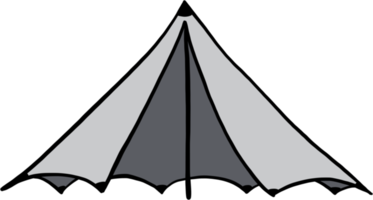 camping tält kontur doodle ritning på vit bakgrund. png