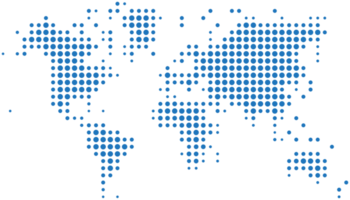 Weltkarte mit blauen Punkten png