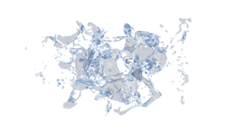 respingos de água com gotas em fundo preto. ilustração 3D. png