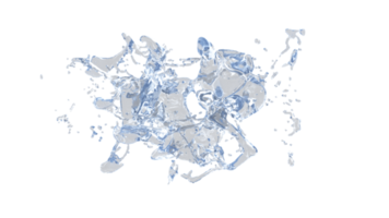 Water Splash with droplets on black background. 3d illustration. png