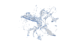 respingos de água com gotas em fundo preto. ilustração 3D. png