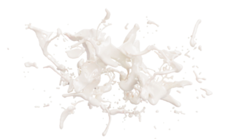 salpicaduras de leche con gotitas aisladas en el fondo. ilustración 3d png
