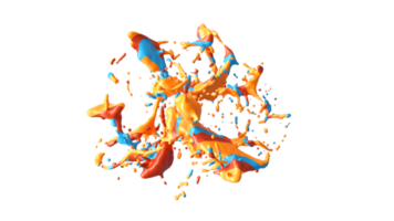 Colorful Liquid Splash with Droplets.3d Illustration design.