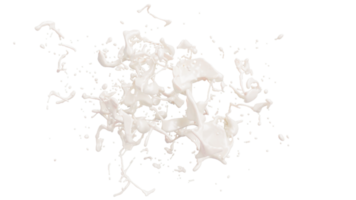 éclaboussures de lait avec des gouttelettes isolées sur fond. illustration 3d png