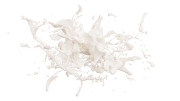 éclaboussures de lait avec des gouttelettes isolées sur fond. illustration 3d png
