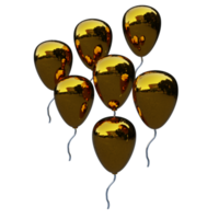 3d gold balloons illustration png