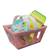 Shopping Basket 3D Illustration png