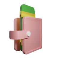 Pink wallet with money. the concept for business  web sites  online shop  finance. png