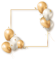 goldener partyrahmen mit luftballons png