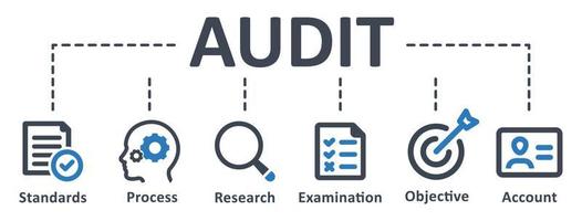 Audit icon - vector illustration . audit, standard, research, process, examination, objective, account, quality, infographic, template, presentation, concept, banner, pictogram, icon set, icons .