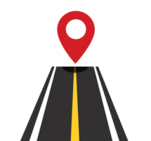 straight road with pin location. travel concept illustration png