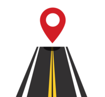 straight road with pin location. travel concept illustration png