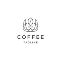 vector plano de plantilla de diseño de icono de logotipo de línea de café