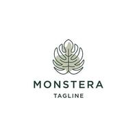 monstera leaf logo vector icono ilustración línea contorno monoline