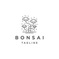 Ilustración de vector plano de plantilla de diseño de logotipo de bonsái