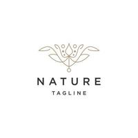 Nature flower line logo design template flat vector